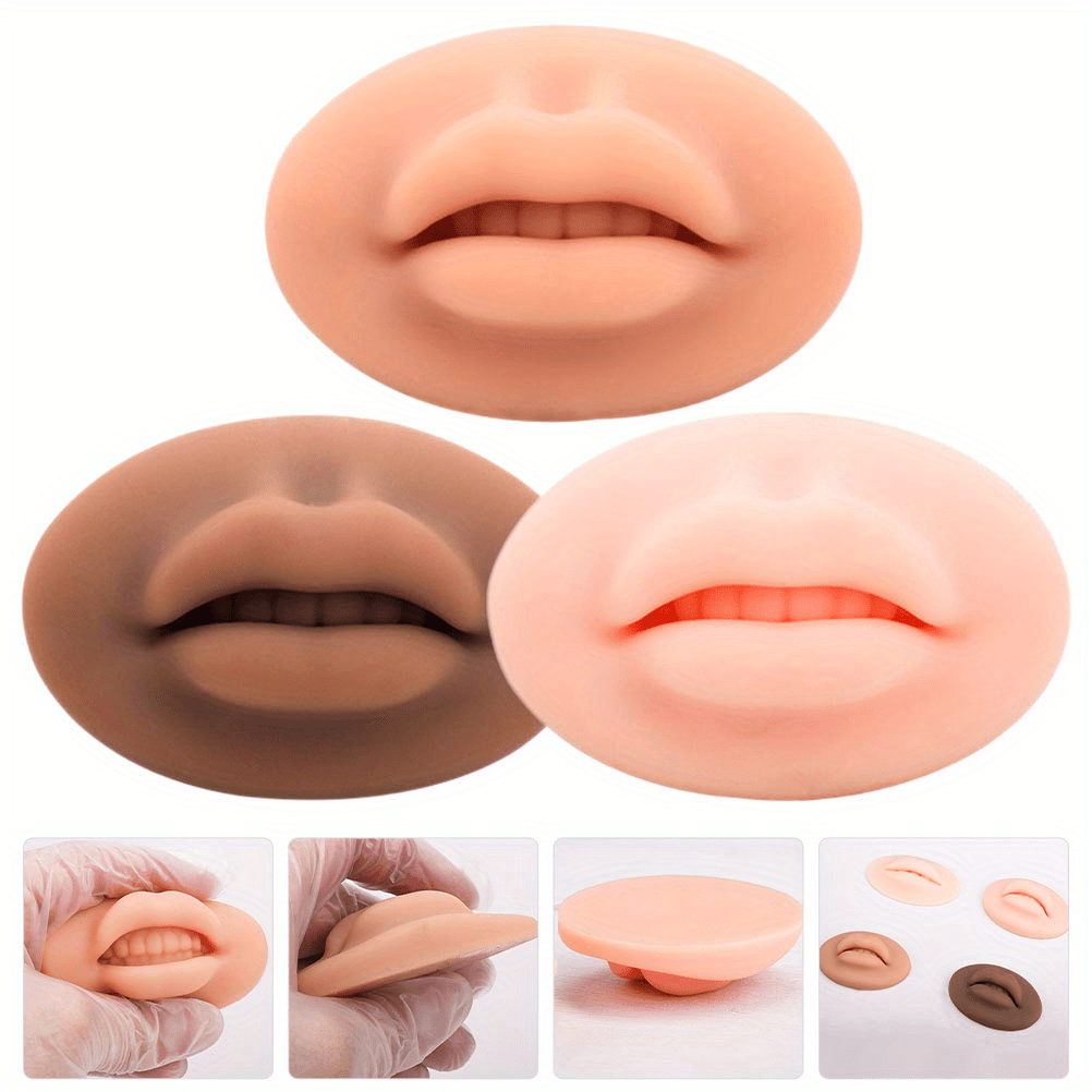 3pcs Realistic 3d Silicone Lip Models For Tattoo And Microblading Practice - Assorted , And Comfortable Texture, Easy To Clean, Microblading Training | Realistic Lip Models | Silicone