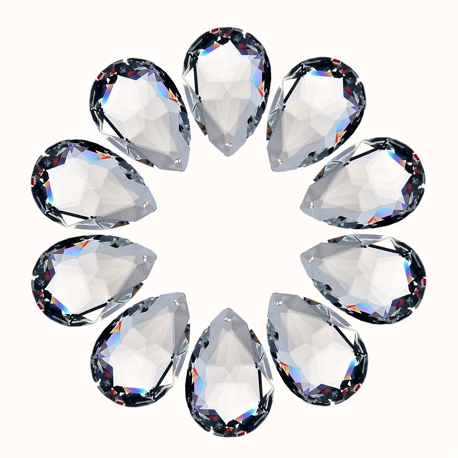 TEMU 10-pack Glass Crystal Pendants For Chandelier, 38mm Clear Teardrop Prisms, Suncatcher Rainbow Makers, Shui Window Hanging Decor, Light Ornament Replacement