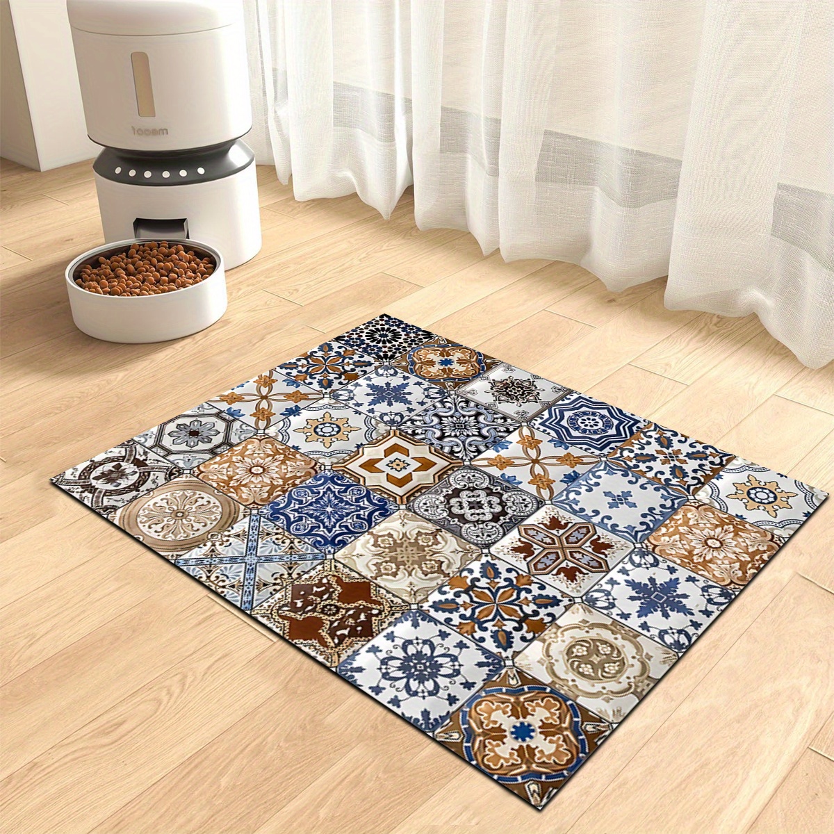 

1pc Pattern Pet Feeding Mat - , -dry , - Bowl Placemat For And