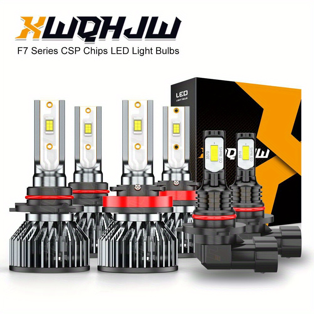 TEMU Pack Of 6 6000k White Led Combo Headlight Kit Hi/ Lo Beam+fog Bulbs Fit For 2011-2017 For 1500 2500 3500, Without Battery