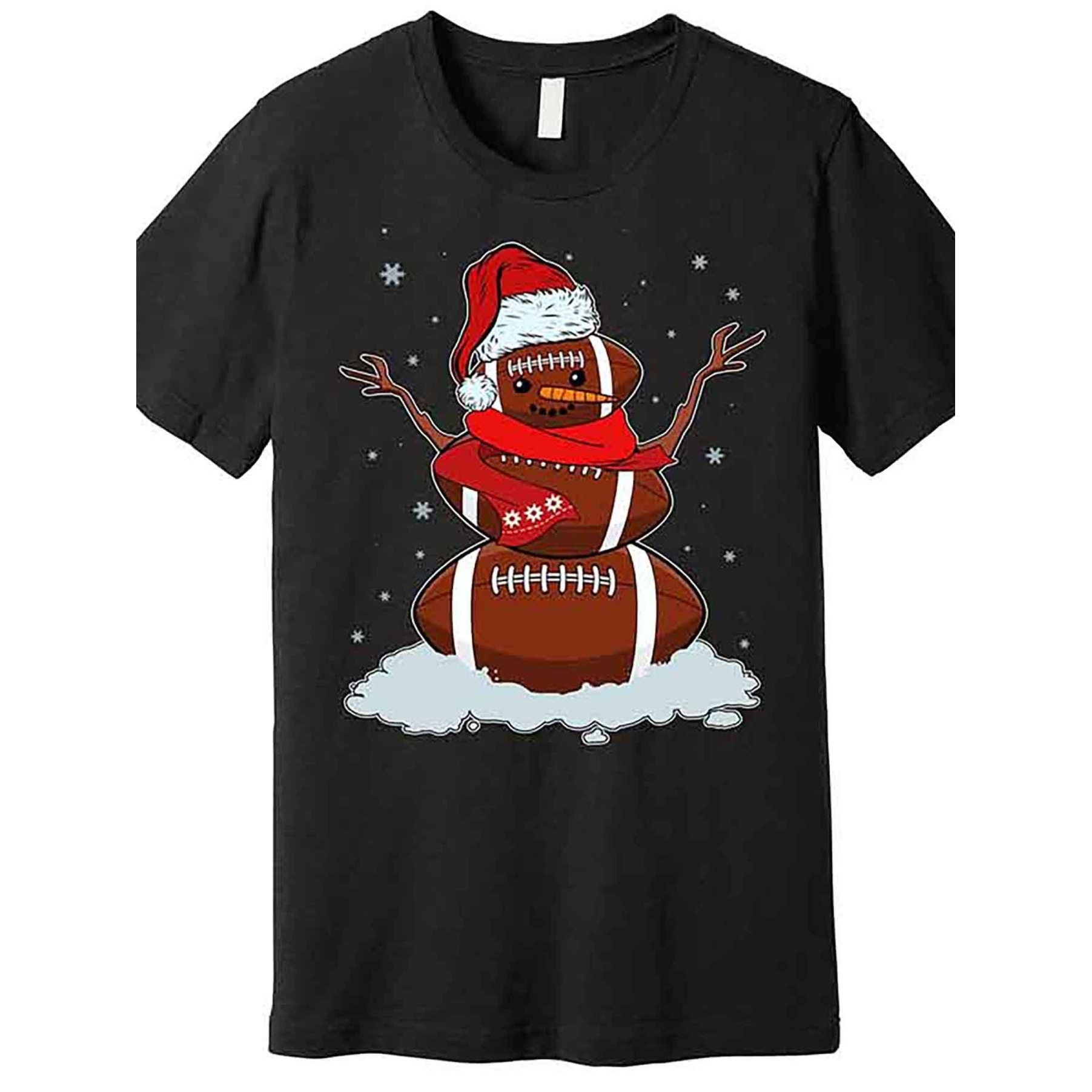 

Funny Christmas Football Snowman Premium T-shirt Funny Short Sleeve Graphic T-shirt Collection For Boy