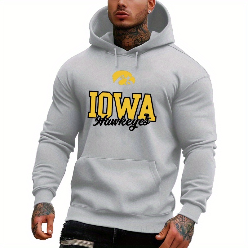 

Iowa Polyester Hoodie - 100% Knit Polyester Fabric, Long Sleeve, Hooded Casual Pullover With Alphabet Print, Slight Stretch, Regular Fit, Winter Season