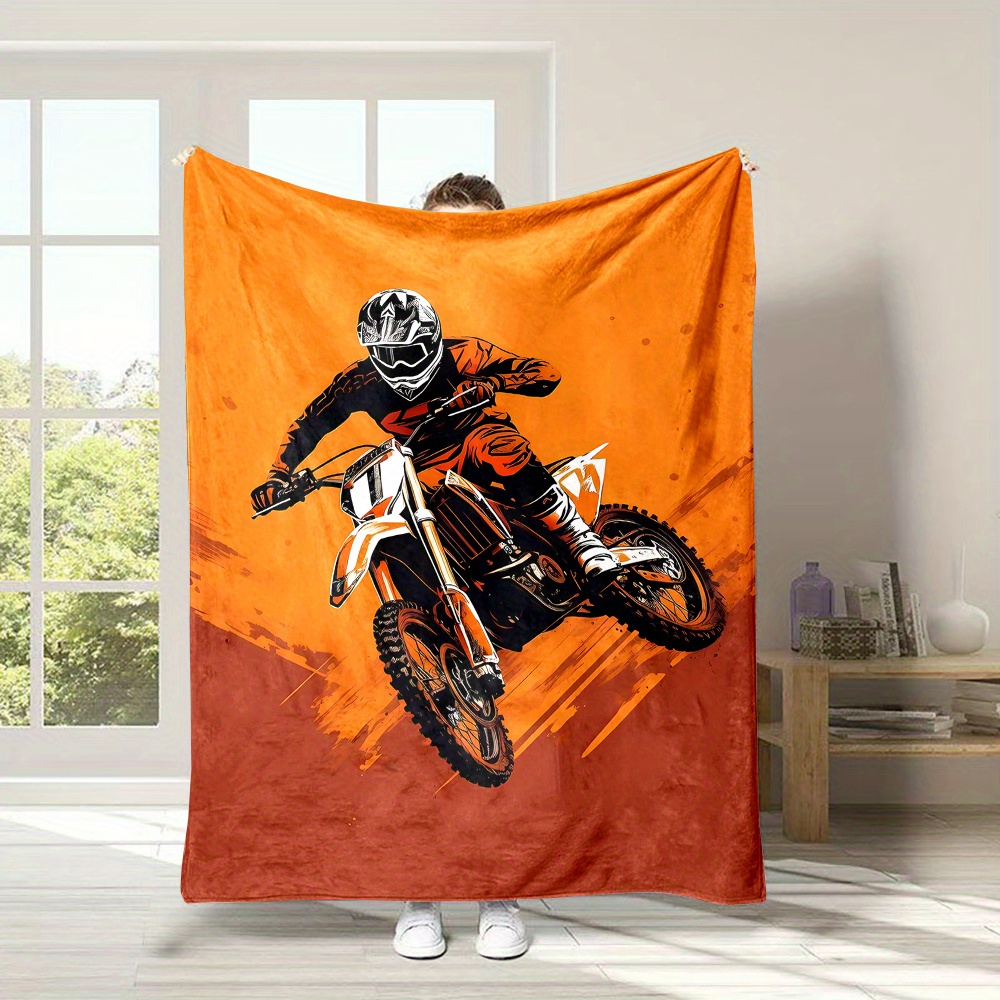 

Couverture en Flanelle Ultra-Douce avec Motif Graffiti Moto & Pilote - Cadeau Idéal pour Petit Ami ou Fils, Polyvalente pour Canapé, Lit, Camping - Lavable en Machine