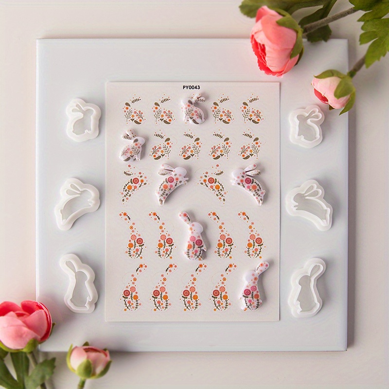 

Easter Bunny Polymer Clay Cutters - 6pcs Set, Cartoon Rabbit Shaped Molds For Diy Earrings & Jewelry Crafting