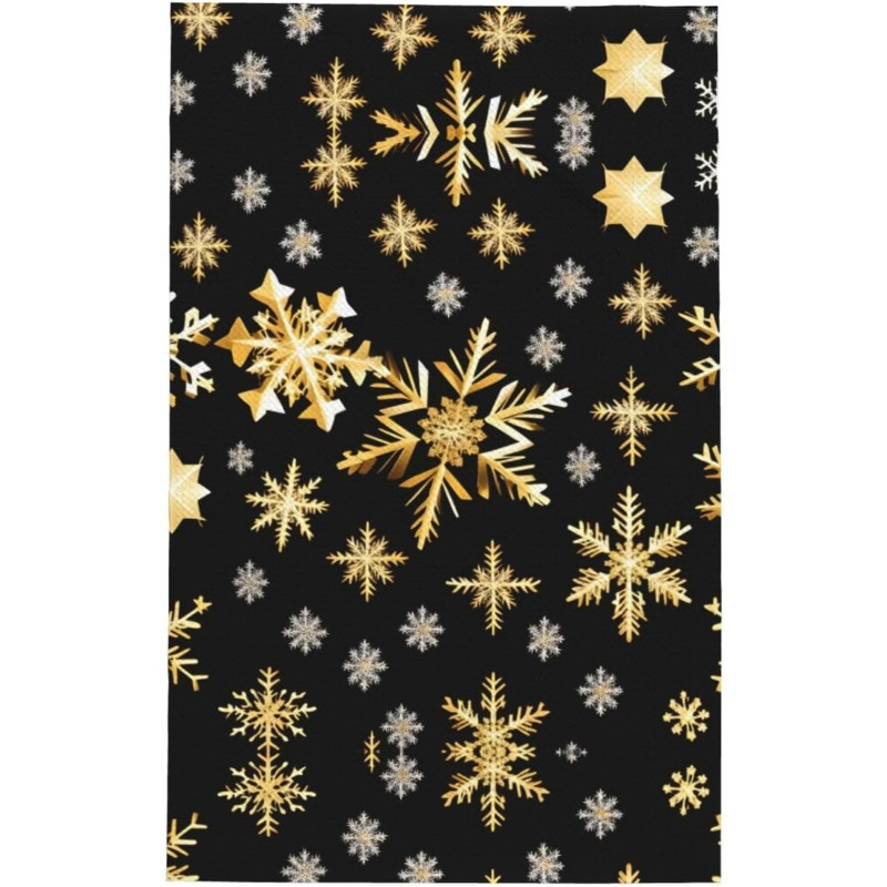 

Jit Golden Christmas Snowflakes Waffle Weave Kitchen Towel, 18x26 Inch, 1pc, Polyester, , Space Theme, Super Soft, Absorbent, Machine Washable Dish Cloth