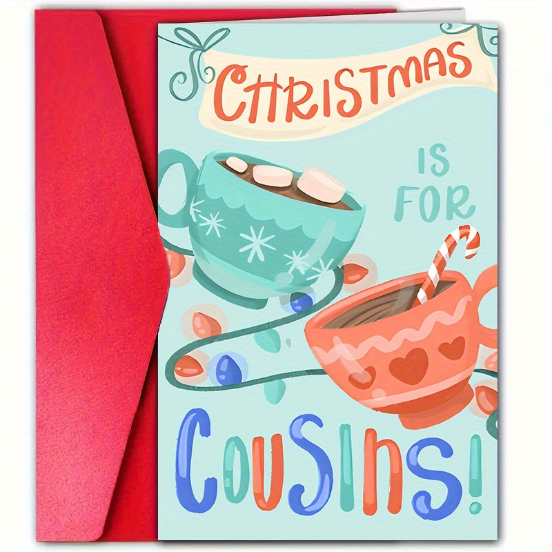 

1pc Christmas Greeting Note For Cousins With Envelope - Versatile Festive Family, Friends, , Multiple Occasions - Santa & Humor Design - 4.7x7.1 Inches