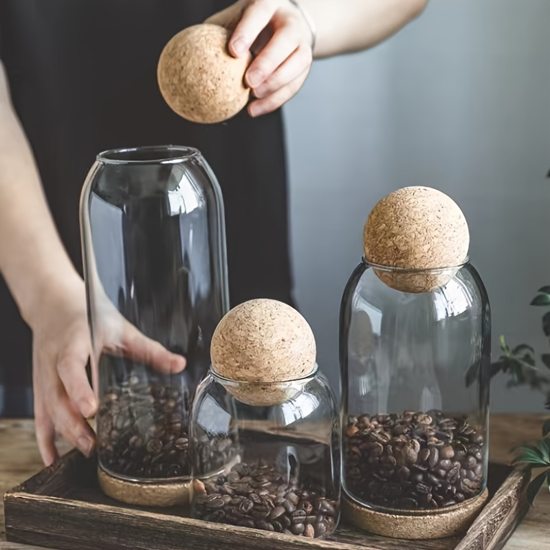 

Glass Storage Jar With Airtight Cork Lid - Tea, Coffee, Spices & Sweets | Reusable Kitchen Organizer & Decor