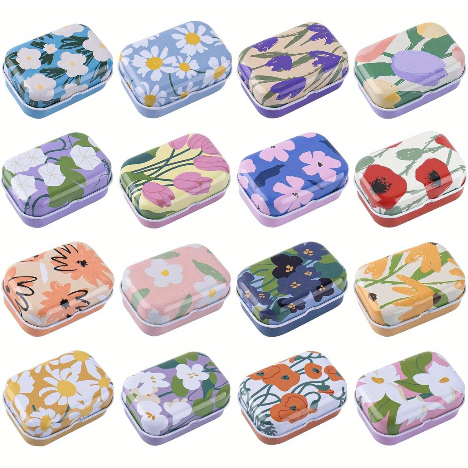 

20-pack Mini Flower Metal Tin Trinket Boxes, Small Jewelry Storage With Lids, Decorative Party Favor, Home & Kitchen Supplies, No Power Required