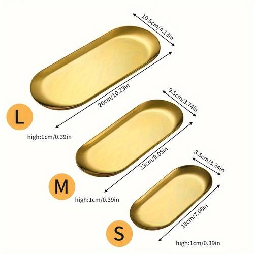 1 3pcs set oval stainless steel serving platter european style dessert tray steak plate grill dish seamless design elegant presentation snack tray ideal for use