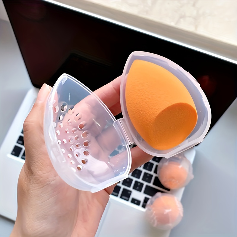 1/2pcs Protective Makeup Sponge Travel Case - Breathable Beauty Blender Holder Clear Storage Box - Travel Accessories