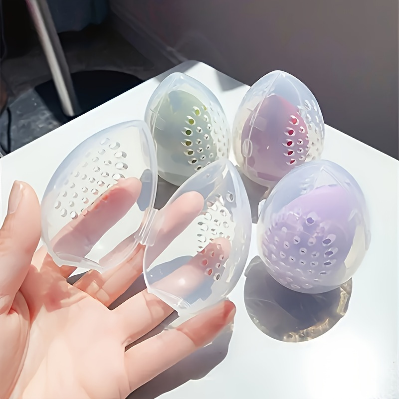 1/2pcs Protective Makeup Sponge Travel Case - Breathable Beauty Blender Holder Clear Storage Box - Travel Accessories