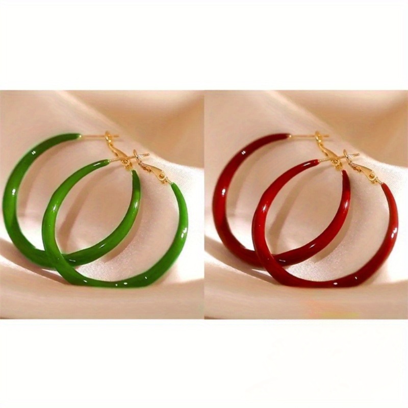 TEMU Of New High-end Ladies Red Ear Personality Circle Face Earrings Suitable For