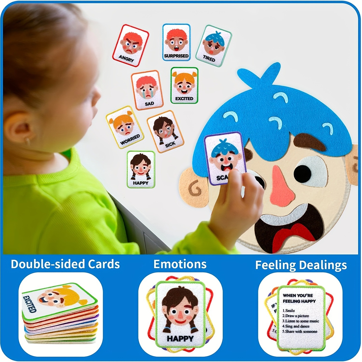 86 piece childrens social emotional learning   2 felt boards 9 papers for facial   creation preschool educational toy suitable   0 3 ideal christmas gift for boys and girls details 3