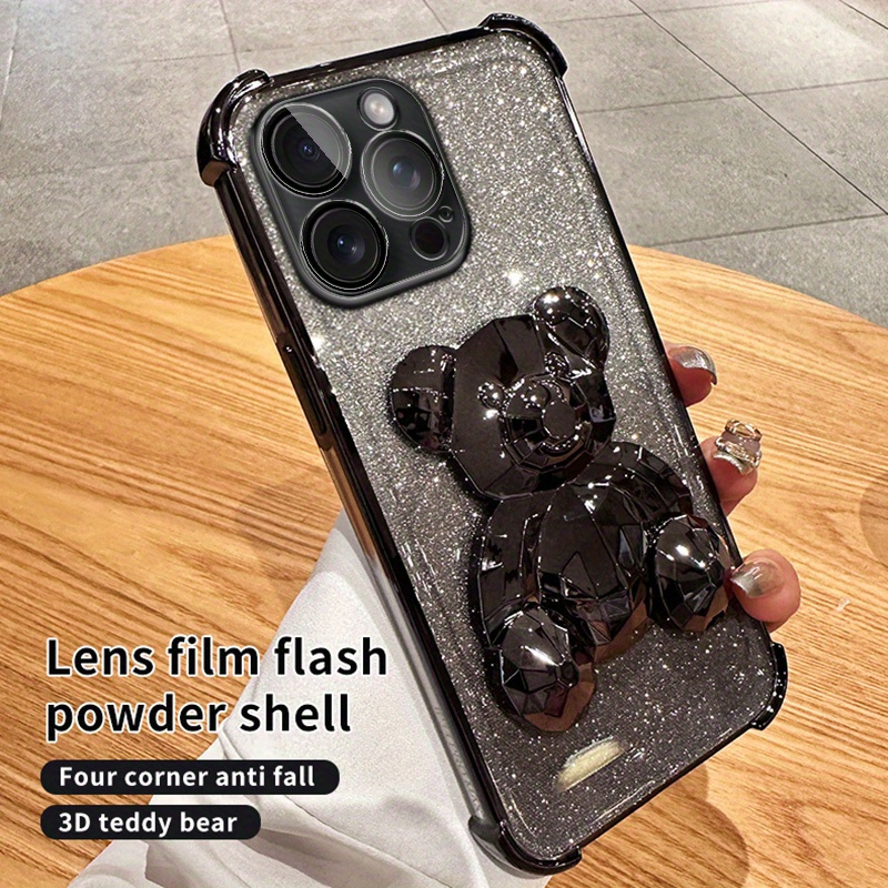 gradient glitter teddy bear suitable iphone 16 phone case - Temu