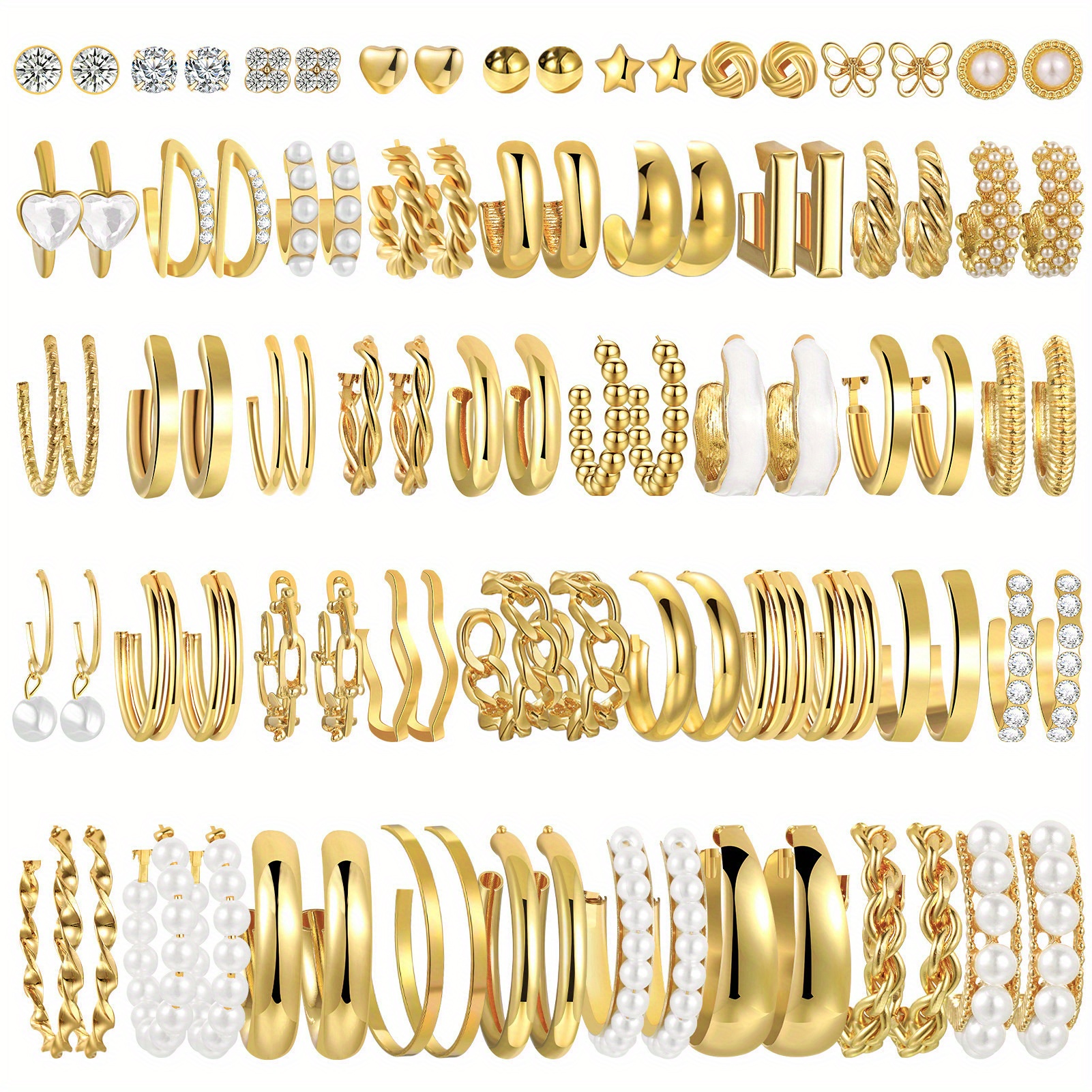 

108 Pieces Of Women' Geometric Earrings Set, Simple, High-end, Versatile, Fashionable And Personalized Earrings