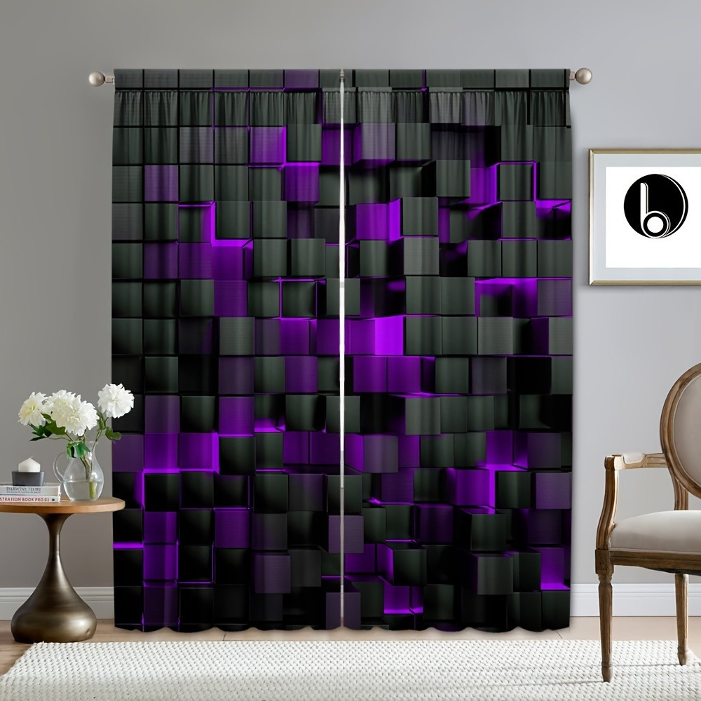 

2pcs Set Of Curtains - Polyester, , For &