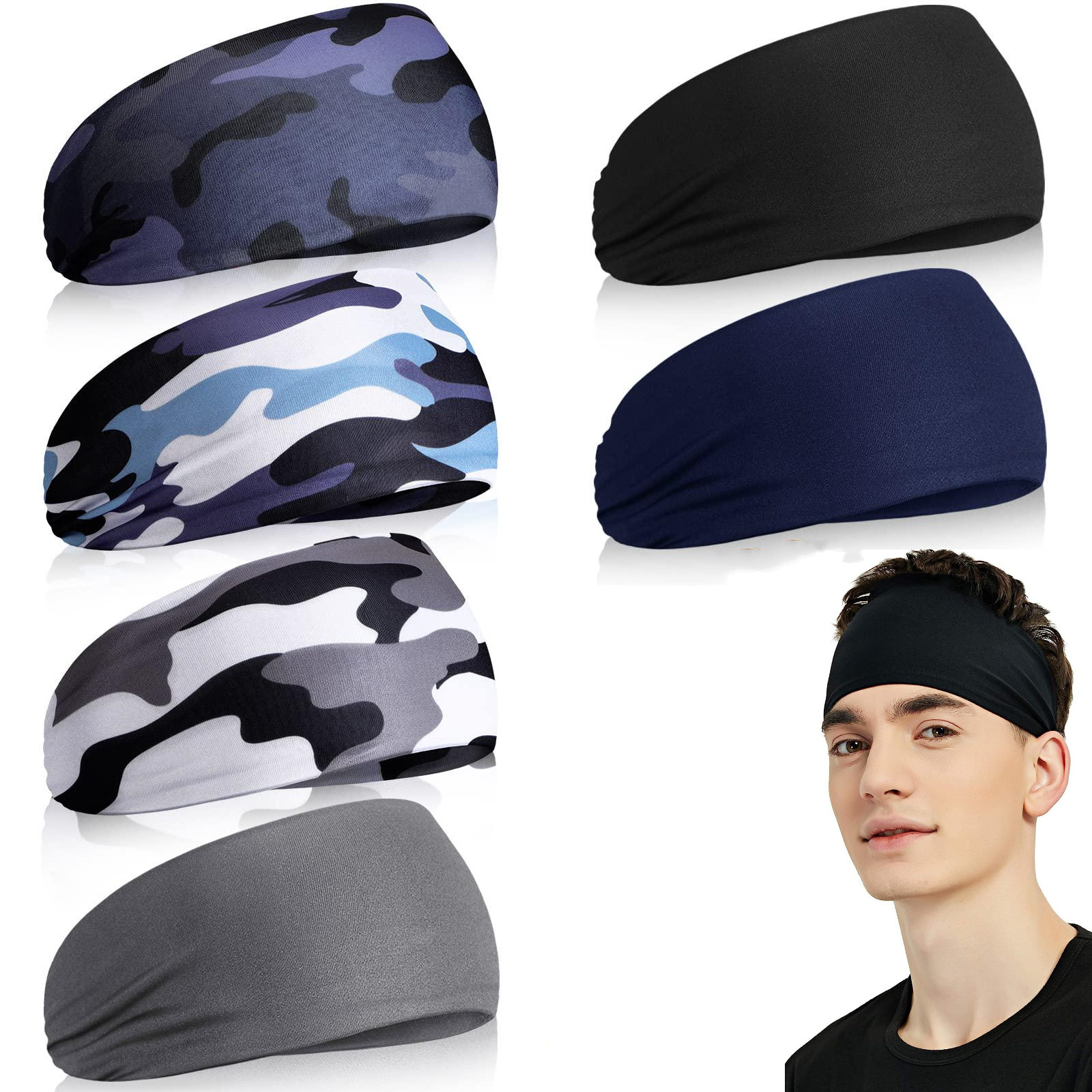 TEMU 6pcs Sweat Absorber Headbands Headbands Headbands, Headbands, Sports Hairbands, Men's And Women's Yoga Headbands, Running Headbands