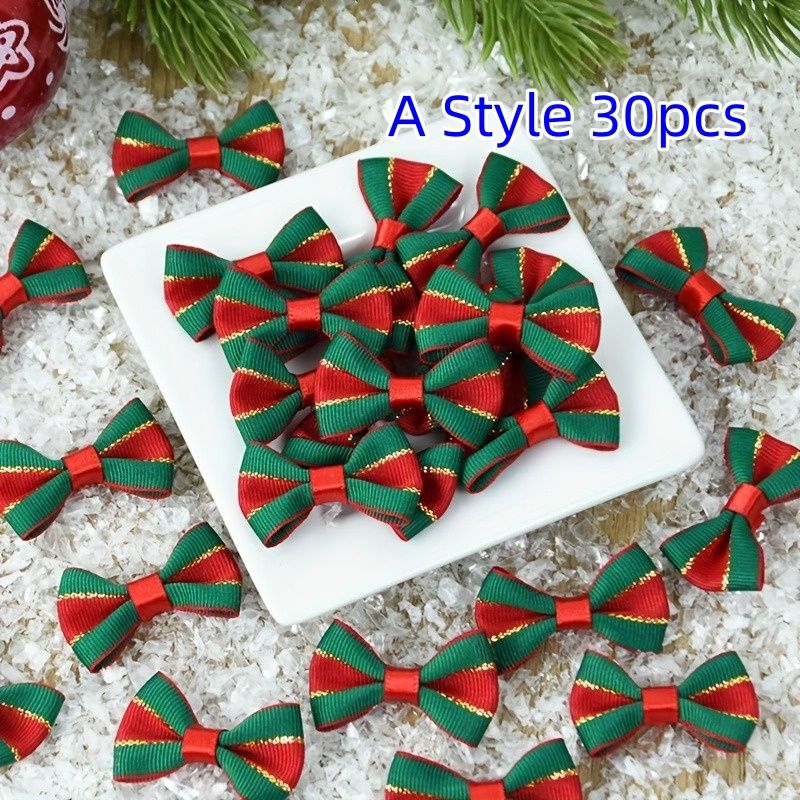 Image of 30pcs Handmade Diy Christmas Bows - & Multicolor Pre-made Bow Shapes For Wreaths, Tree Ornaments, Gift Wrapping - For Diy Holiday Decorations, Craft (no Feathers), Christmas Decor
