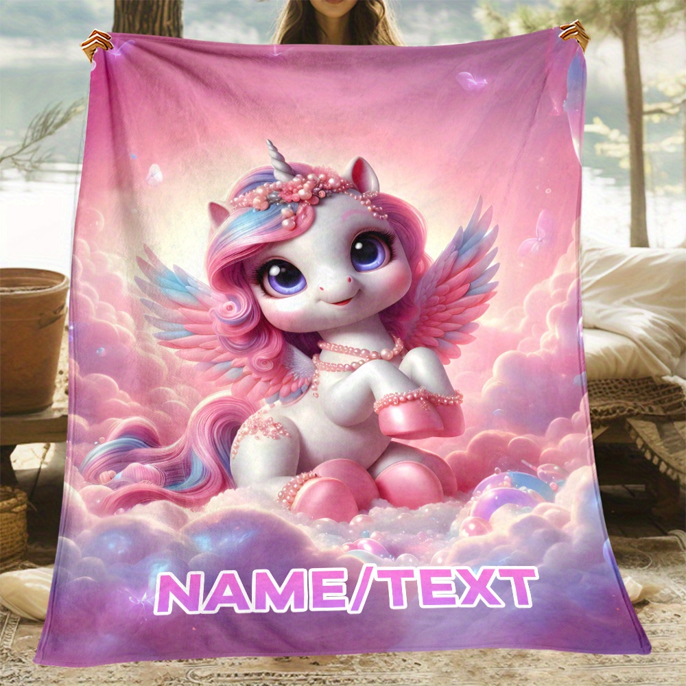 

1pc Unicorn Pattern Blanket - , In Multiple (31x47, 51x59, 59x78 ), & , 3d , - , For Sofa, Bed, , , , For Or