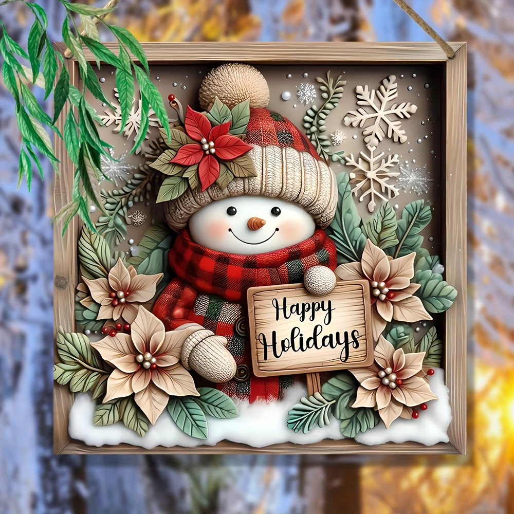 

Charming Snowman Christmas Wooden Signage -8 "x8" Square Wall Decoration, Suitable For Living Rooms, Offices, Bedrooms, And - Festivals And Winter Decorations