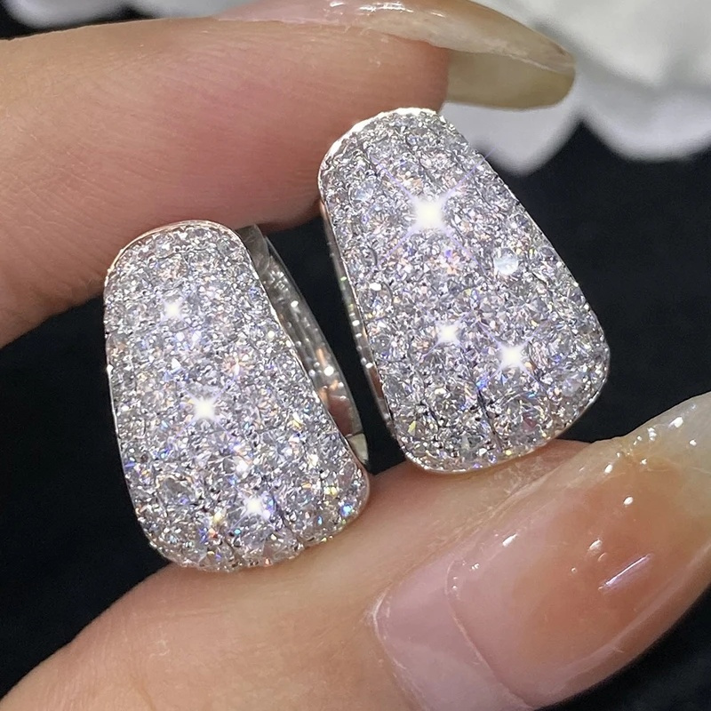 E-shop Modische und Luxuriöse Synthetisch Zirkonia Besetzte Ohrringe, Elegante Damen Schmuckstücke, Exquisite und Leuchtende Hochzeitsaccessoires