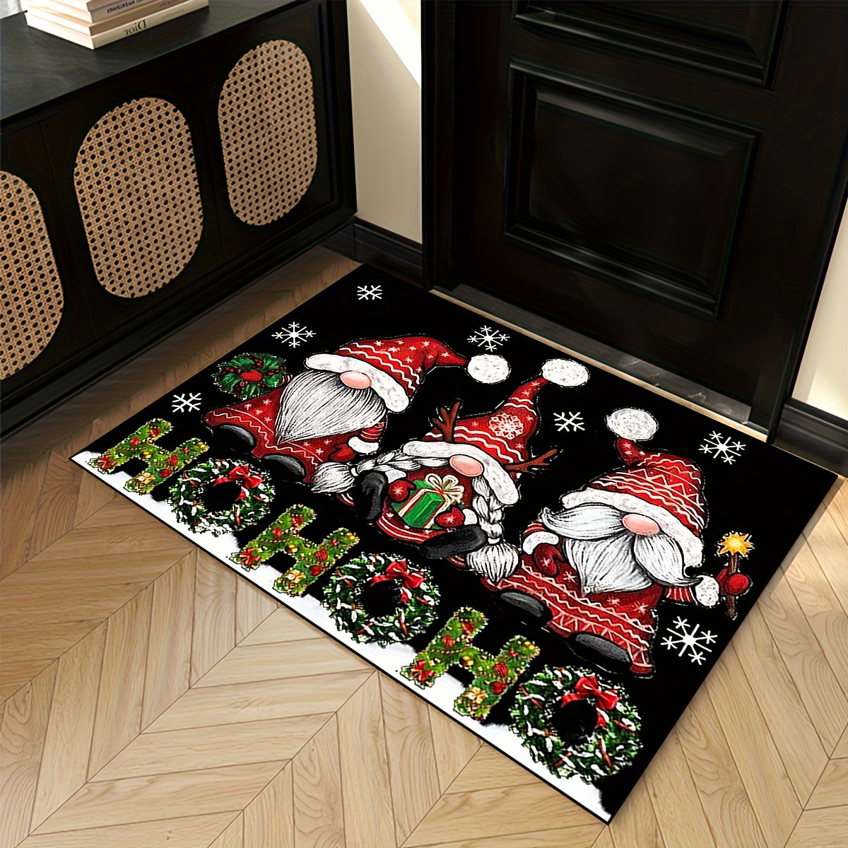 

Christmas Gnome Santa Claus Doormat - Polyester Velvet, Anti-slip, Machine Washable Entryway Rug For Bedroom, Living Room, Kitchen, Holiday Decor, Indoor Home Entrance Mat