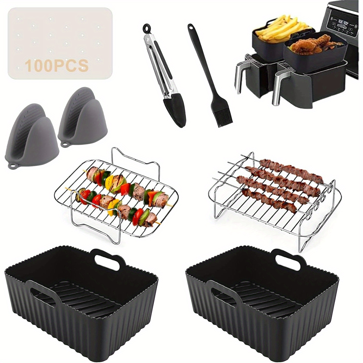 

Heißluftfritteusen Zubehör Set Für Af300eu Af400eu, Silikonform Zubehör Für Heißluftfritteuse, Körbe Accessories 7, 6l-9, 5l