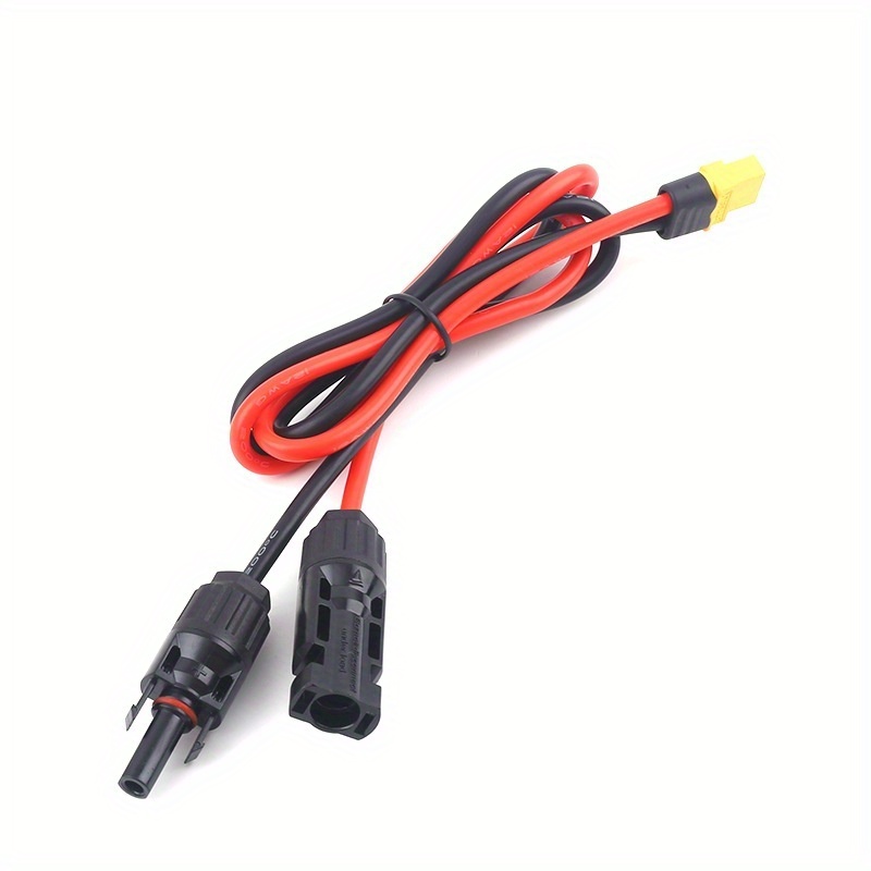TEMU 1pc 12awg 3.3ft Solar Connector Compatible With Mc4 Connector To Xt60 Adapter Charging Extension Cable, Without Battery