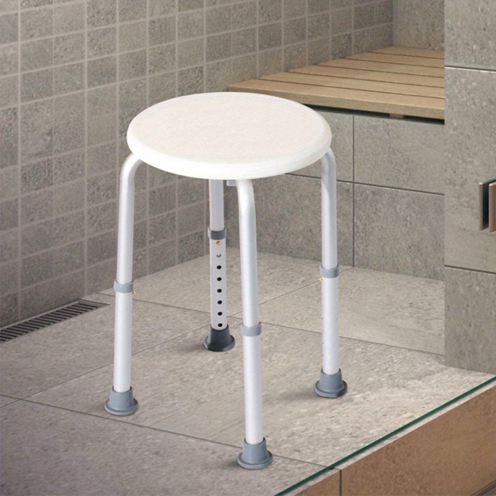 TEMU Shower Stool, Circular Bathroom Stool, Adjustable Height, Anti Slip, 32 * 32 * 36-54cm