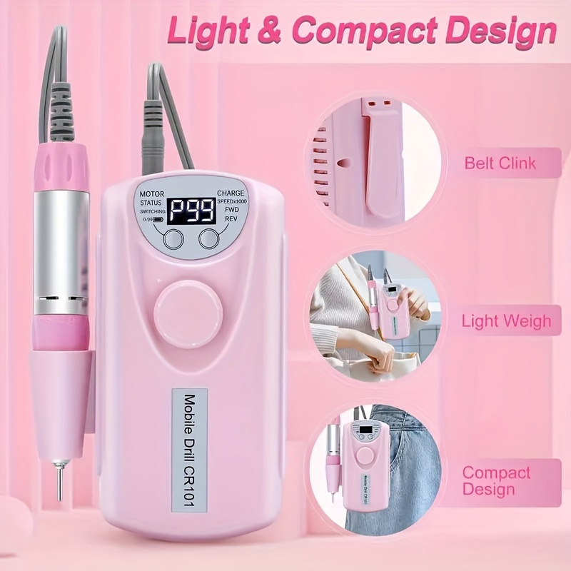 

Portable Electric Nail Drill -35000rpm Professional Charging Nail Filing Machine, Wireless Nail Drill Electronic File, Used For Removing Acrylic Nail Salon Home Drill Set, Pink 1