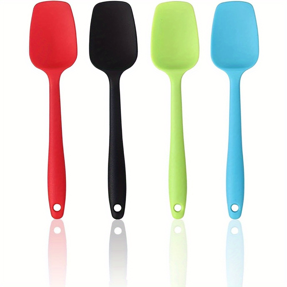 TEMU 4pcs Silicone Spatulas Small Rubber Spoon Spatula Non Stick Kitchen Spatulas Heat Resistant Flexible Scrapers Baking Spatulas For Cooking Baking Mixing