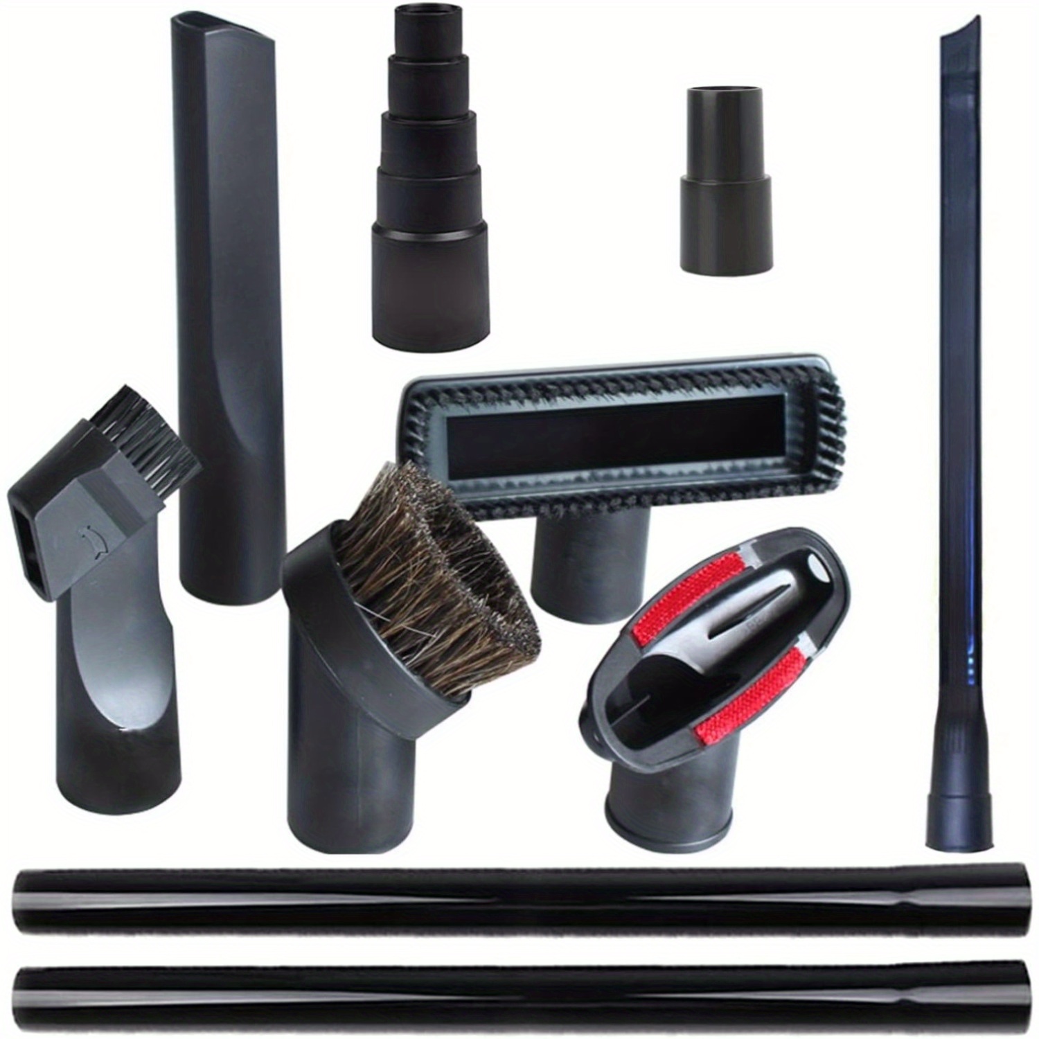 

Vacuum Attachment Kit With Hose Adapter - Includes 1-1/4" & 1-3/8" Connectors, Crevice Brush, Extension Wands, And More For Shop Vac - Ideal For Carpets, Furniture, And Pet Hair Removal