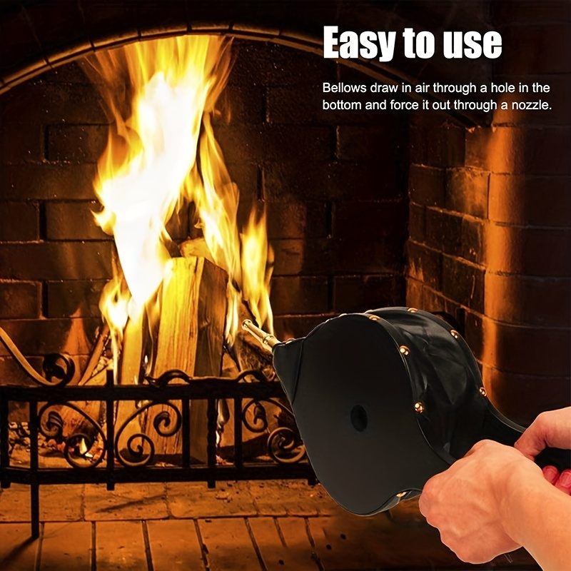 1pc   handheld fireplace bellows with   wood burning blower for indoor outdoor fireplaces   heating and cooling tool plastic material details 1