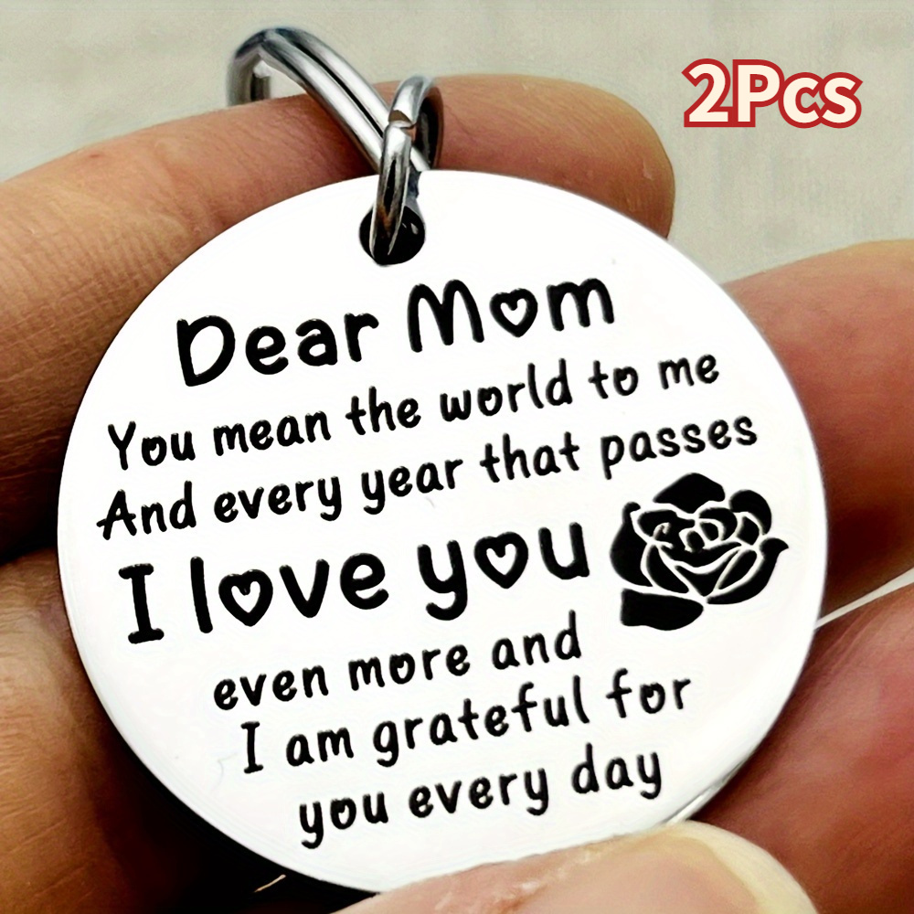 

2pcs Stainless Steel Round Keychain, With Engraved " I Love You" & , Mother's Day, Birthday, Christmas Accessory For Mom