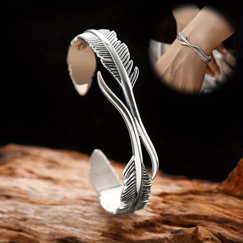 

1pc Feather Cuff Bracelet For Men And Women