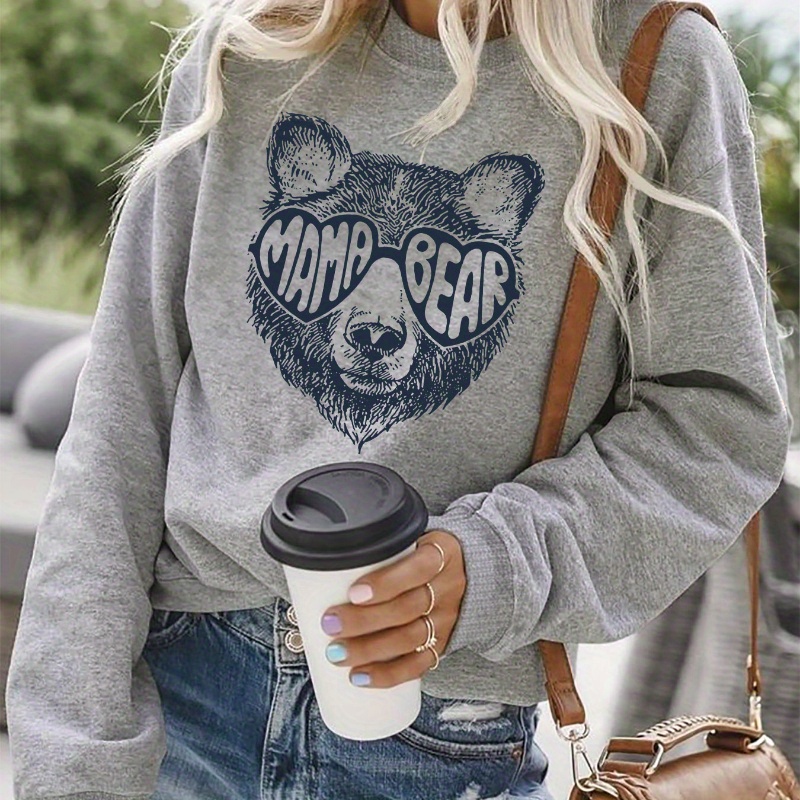 

Sweatshirt, Crew Neck Casual Sweatshirt For Fall & Spring, Women's Clothing