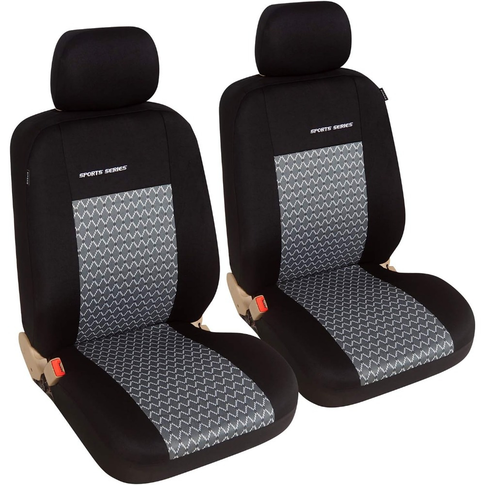2pcs Car Seat Cover Set, Universal Fit, Stretch Polyester, Protects Against Dust And Wear, Comfortable, Fits Front Seats Of Standard Vehicle Models Without Fixed Headrests, In Multiple Colors