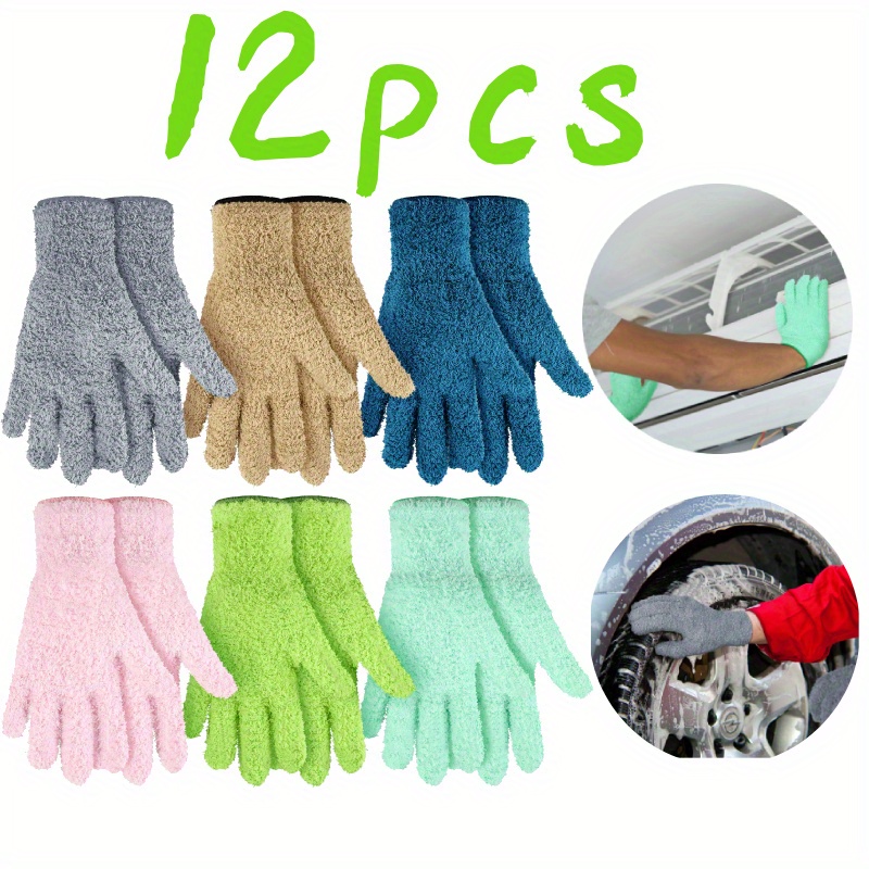 

12 Pcs Washable Reusable Cleaning Gloves, Microfiber Dusting Gloves, Women's Gloves, Dusting Cleaning Gloves For , Shutters Car Dusting Gloves