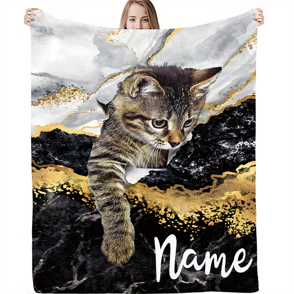 

Personalized Cat Flannel Blanket - Name & , For , Bed, - For Pet Owners, &