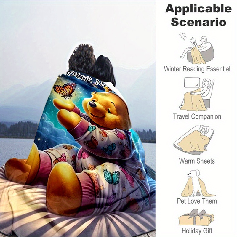 

Couverture en Flanelle Personnalisable avec Ours Pooh - Douce, Chaude & Personnalisée avec Votre Nom - Parfaite pour Canapé, Lit, Pique- & Cadeaux de Voyage