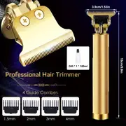 professional hair clippers with four blade trimmer electric beard shaver body hair barber hole cleaning brush lubricating oil usb rechargeable lithium battery aluminum alloy body details 4
