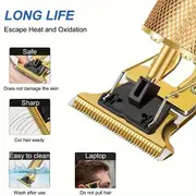 professional hair clippers with four blade trimmer electric beard shaver body hair barber hole cleaning brush lubricating oil usb rechargeable lithium battery aluminum alloy body details 5