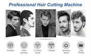 professional hair clippers with four blade trimmer electric beard shaver body hair barber hole cleaning brush lubricating oil usb rechargeable lithium battery aluminum alloy body details 1