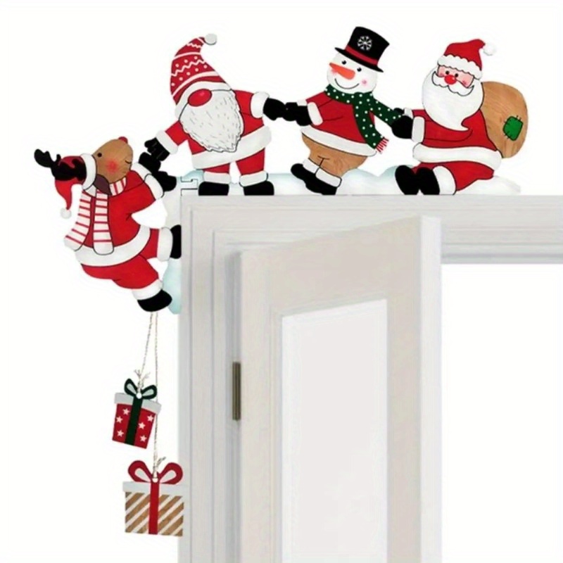 

Wooden Christmas Door Corner Decor - Santa, Snowman & Reindeer Designs | Holiday Wall Accent