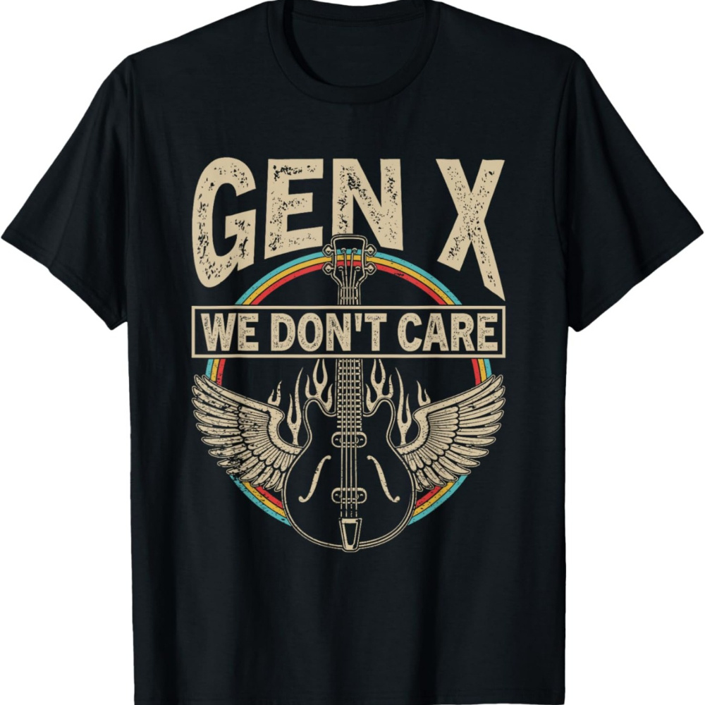 

Retro Graphic T-shirt - Black Cotton Tee For Men With 'we Don't Care' Design