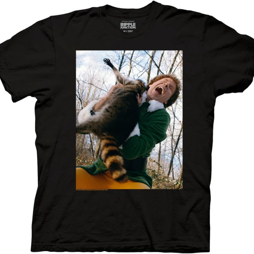 

Elf Buddy Attacked By A Raccoon Photo Crew Neck T-shirt