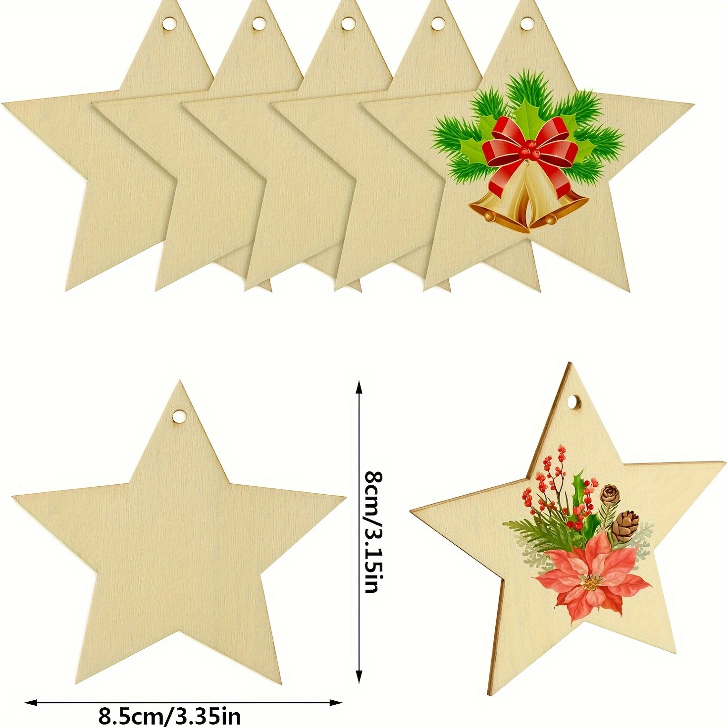 

30pcs Diy Unfinished Ornaments For Crafts - Blank Wooden Cutouts For Christmas Tree Decoration & Drawing