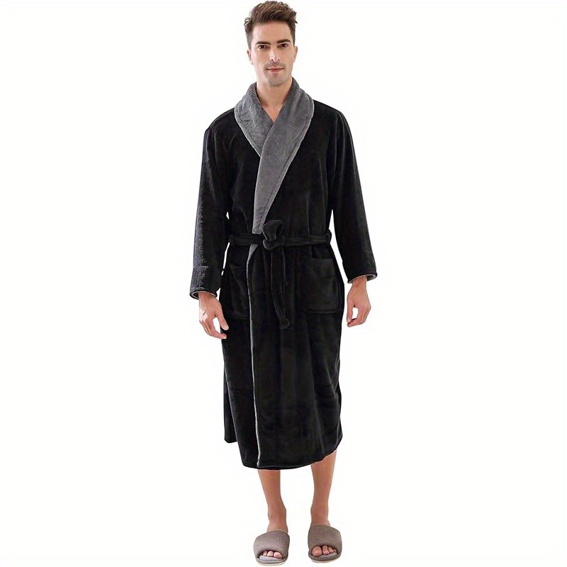 

Amemory In Mens Warm And Soft Fleece Robe Bathrobe