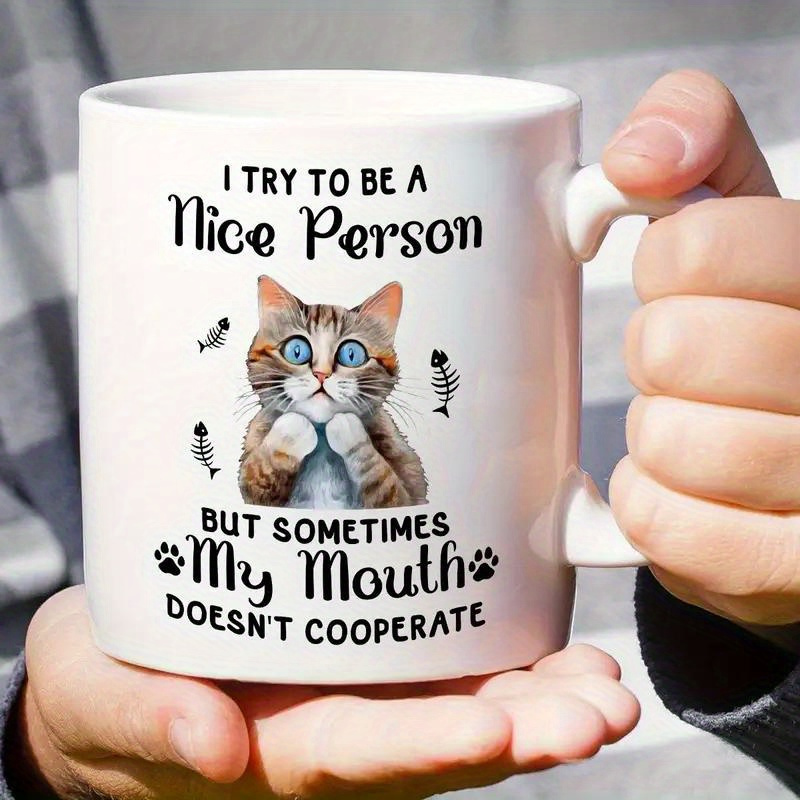 

Cat Ceramic Mug - Reusable, , And Dishwasher Safe For Hot And Cold Drinks - Perfect Gift For Cat Enthusiasts On Birthdays, Holidays, And New