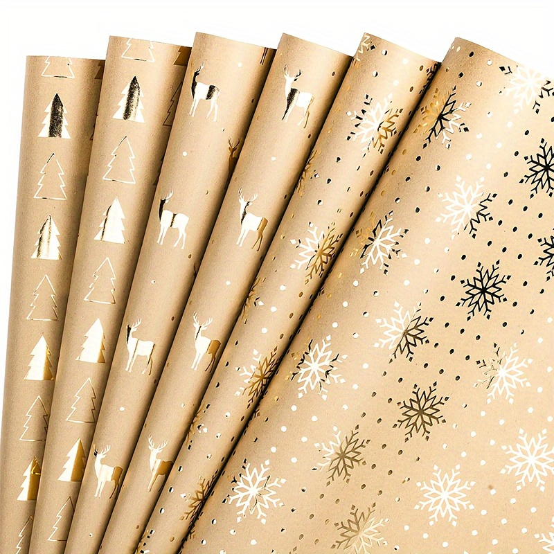 6pcs Christmas Gift Wrap Set - Festive Elk And Snowflake Designs, Perfect For Holiday Presents And Party Decorations